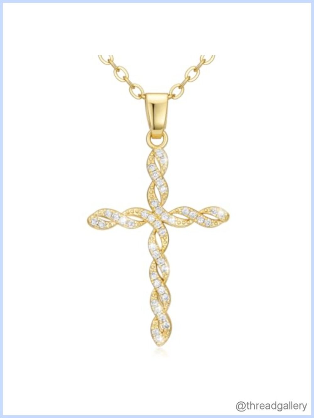 14K Gold Plated Twisted Cross Pendant Necklace